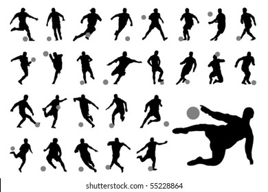 Vector football (soccer) players silhouettes