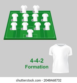 vector  football team starting illustration design template background green fashion clothes champions uniform club line formation ball goal player match stadium sport competition grass game play flag