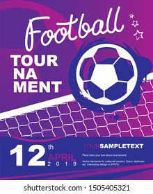 Vector football tournament poster, brochure, leaflet design. Sport net and ball illustration.
