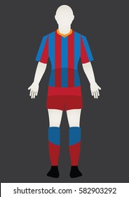 Vector football uniform. Vector football jersey. Football kit set. Isolated football Blue and red uniform