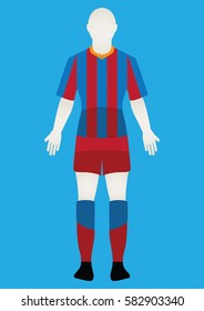 Vector football uniform. Vector football jersey. Football kit set. Isolated football Blue and red uniform