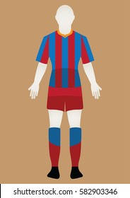 Vector football uniform. Vector football jersey. Football kit set. Isolated football Blue and red uniform