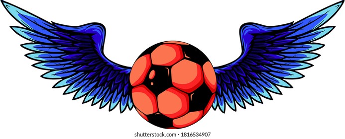 vector football with wings isolated on white