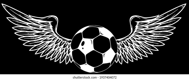 vector football with wings silhouette in black background