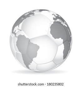 Vector football with world map.
