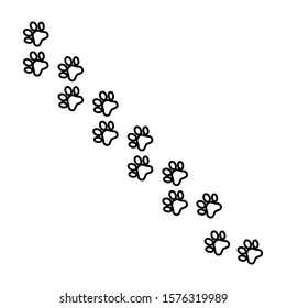 vector footprint. Animal trail, cat paw prints. editable vector illustration on white background