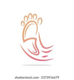 Vector footprint footstep with letter S logo design template