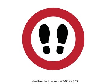 vector footprint illustration - human foot print symbol, feet silhouette isolated on white background