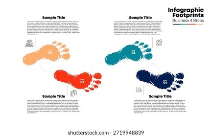 Vector footprint infographic 4 steps for business presentation template. Infographic 4 parts. Vector editable eps
