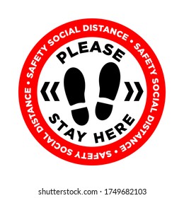Vector of footprint sign with text keep your distance. 1,5 m safety social distancing sign for floor print. Social distancing concept. 