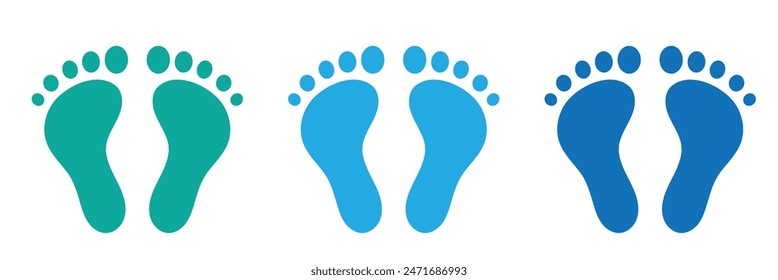 Vector footprints, adult footprints and baby footprints on white background. Vector Illustration.	
