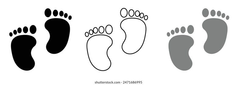Vector footprints, adult footprints and baby footprints on white background. Vector Illustration.	
