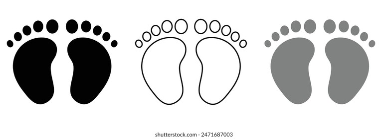 Vector footprints, adult footprints and baby footprints on white background. Vector Illustration.	
