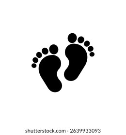 Vector footprints, adult footprints and baby footprints on white background. Vector Illustration.	
