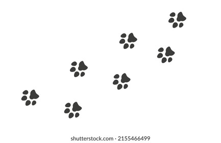 Vector footprints of animal on white background. Dog footprints.