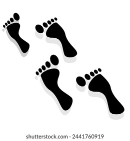 vector footprints in the form of illustrations of footprints and marks or traces left behind both digitally and in real life