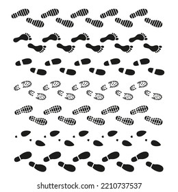 pisadas vectoriales aisladas en fondo blanco