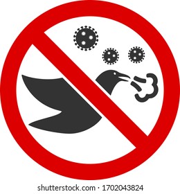Vector forbidden bird flu flat icon. Vector pictogram style is a flat symbol forbidden bird flu icon on a white background.