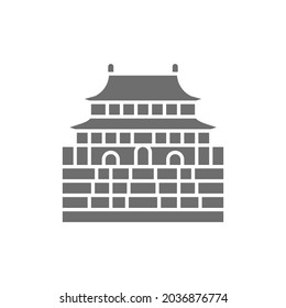 Vector Forbidden City, China, landmark grey icon.