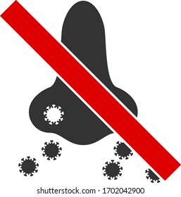 Vector forbidden nasal virus spread flat icon. Vector pictograph style is a flat symbol forbidden nasal virus spread icon on a white background.