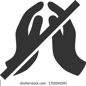 Vector forbidden praying hands flat icon. Vector pictograph style is a flat symbol forbidden praying hands icon on a white background.