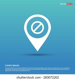 Vector forbidden sign icon - abstract logo type icon - white icon in map pin point showing Folder concept blue background. Vector illustration
