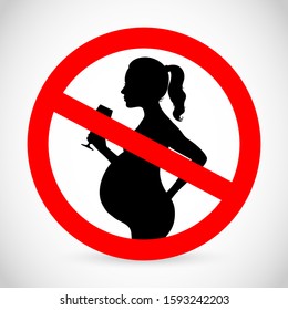 Vector forbidden sign - no alcohol, pregnant women