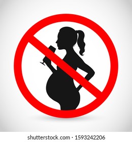 Vector forbidden sign - no alcohol, pregnant women