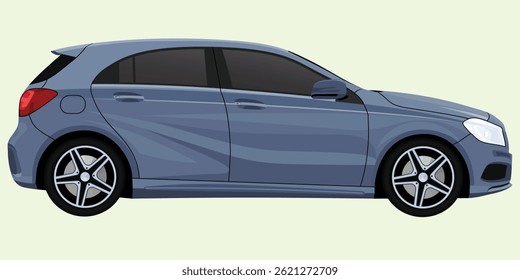 Vector Ford Mustang. Illustrative image of person driving blue sports car against purple background. Vector illustration of white vehicle refilling power. Eco friendly anti oil car illustration.