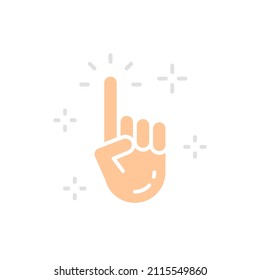Vector forefinger, clean hand, cursor, click white line icon.
