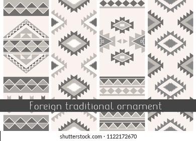 Vector foreign ornament patterns. Similar to different styles of patterns. Indian, Scandinavian, Mexican. Suitable for a variety of designs.