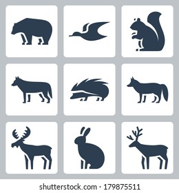 Vector forest animals icons set