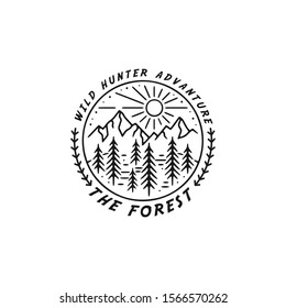 vector forest emblem. the wild hunter adventure