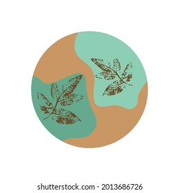 vector forest icon for social networks design. Autumn leaves icons for stories in delicate brown and turquoise color. Cover templates for stories: tree leaf prints. background bright banners, posters