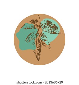 Vektorwaldsymbol für Social Networks Design. Der Herbst hinterlässt Symbole für Geschichten in zarter brauner und türkisblauer Farbe. Titelvorlagen für Geschichten: Baumblattdrucke. Hintergrundhelle Banner, Poster