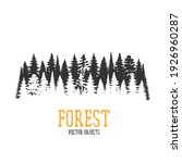 Vector forest illustration. Monochrome illustration with a forest.