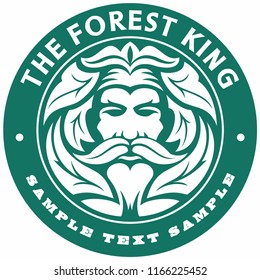 Vector forest king head, green king logo.