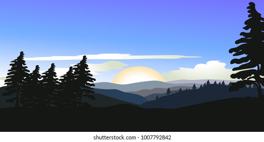 Vector forest landscape