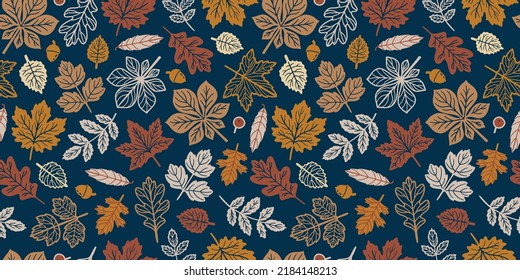 Vector forest leave pattern. Autumn bakground