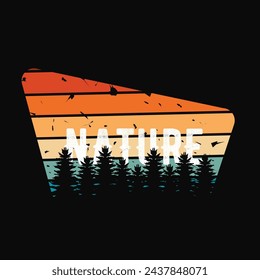 vector of forest, nature, with sunset in vintage style perfect for print, apparel, etc