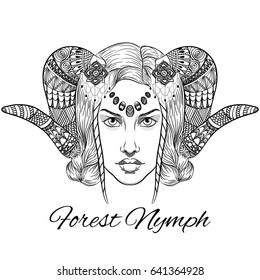 Vector forest nymph. Portrait anti stress.