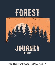 vector de silueta forestal en puesta de sol perfecto para impresión, etc