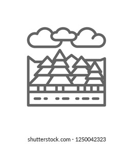 Vector forest and trees landscape line icon. Symbol and sign illustration design. Isolated on white background