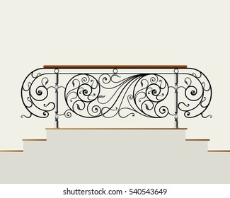 
vector forged staircase with floral ornament
