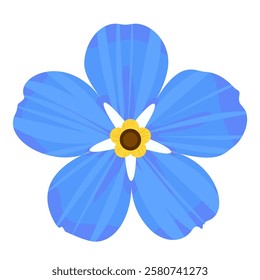 Vector forget me not flower petal clipart. Flower isolated on white background. Single flower blossom.