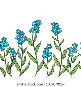 vector forget me not flowers seamless pattern
