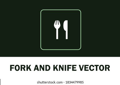 Vector of fork and knife icon isolated on dark background. For designer.