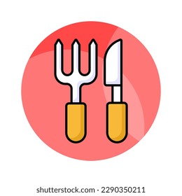 Vector of fork and knife showing kitchen utensils, icon of cutlery