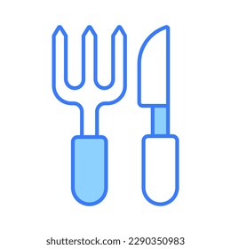 Vector of fork and knife showing kitchen utensils, icon of cutlery