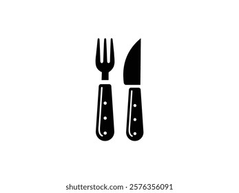 Vector Fork and Knife Silhouette, Modern Tableware Symbol for Food and Beverage Industry, Cutlery Icon